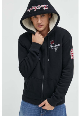 Hollister Co. Суичър в черно с качулка с десен - Pepit.bg