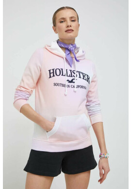 Hollister Co. Суичър в розово с качулка с десен - Pepit.bg