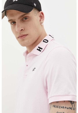 Hollister Co. Тениска с яка в розово с апликация - Pepit.bg