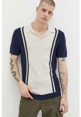Hollister Co. Тениска с яка в тъмносиньо с десен - Pepit.bg