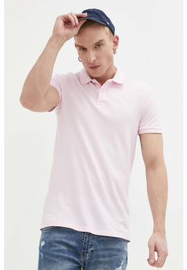 Hollister Co. Тениска с яка в розово с изчистен дизайн - Pepit.bg