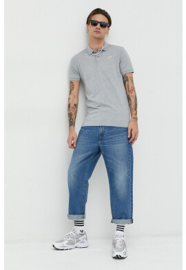 Hollister Co. Тениска с яка в сиво с изчистен дизайн - Pepit.bg