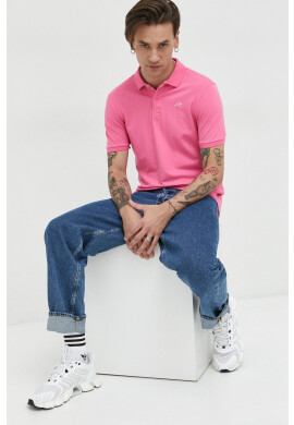 Hollister Co. Тениска с яка в розово с изчистен дизайн - Pepit.bg