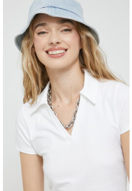 Hollister Co. Тениска с яка дамска в бяло - Pepit.bg