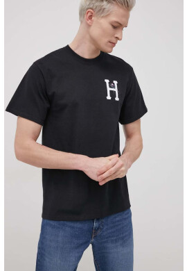 Huf Памучна тениска в бяло с принт - Pepit.bg