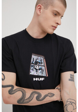 Huf Памучна тениска X Marvel в черно с принт - Pepit.bg