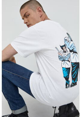Huf Памучна тениска X Marvel Hulk в бяло с изчистен дизайн - Pepit.bg