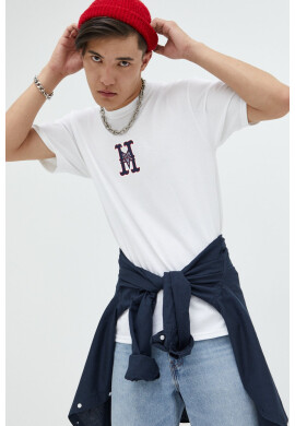 Huf Памучна тениска X Trasher в бяло с принт - Pepit.bg