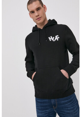 Huf Суичър мъжки в черно с принт - Pepit.bg