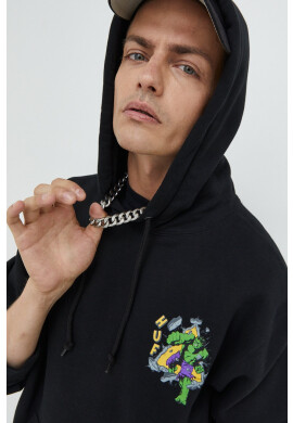 Huf Суичър X Marvel Hulk в черно с изчистен дизайн - Pepit.bg