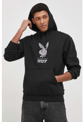 Huf Суичър X Playboy мъжки в черно с изчистен дизайн - Pepit.bg