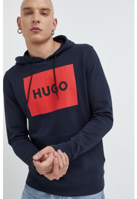 Hugo Памучен суичър в тъмносиньо с принт - Pepit.bg