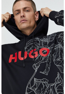Hugo Памучен суичър в черно с принт - Pepit.bg