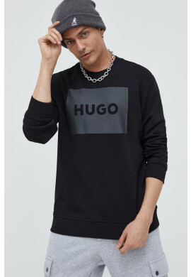 Hugo Памучен суичър в черно с принт - Pepit.bg