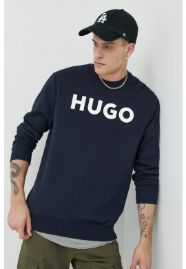 Hugo Памучен суичър в тъмносиньо с принт - Pepit.bg