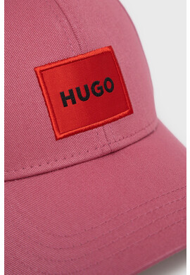 Hugo Памучна шапка в розово с апликация - Pepit.bg