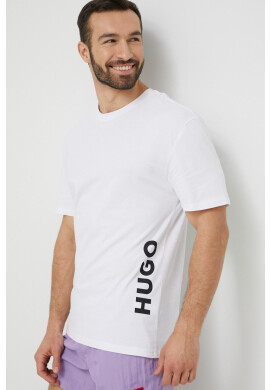 Hugo Плажна тениска в бяло с принт - Pepit.bg