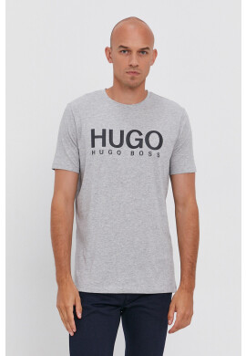 Hugo Тениска мъжка в сиво с принт - Pepit.bg