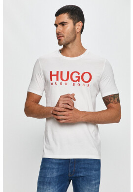 Hugo Тениска мъжка в бяло с принт - Pepit.bg