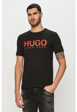 Hugo Тениска мъжка в черно с принт - Pepit.bg