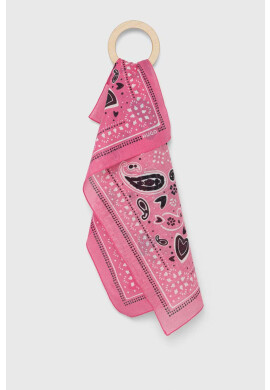 Hugo Тънък памучен шал в розово с десен - Pepit.bg