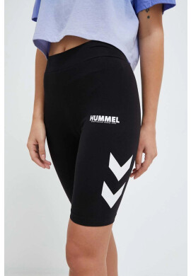 Hummel Къс панталон в черно с принт със стандартна талия - Pepit.bg