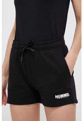 Hummel Памучен къс панталон в черно с изчистен дизайн със стандартна талия - Pepit.bg