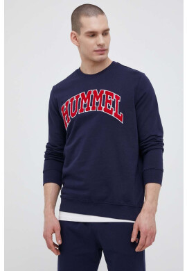 Hummel Памучен суичър в тъмносиньо с апликация - Pepit.bg