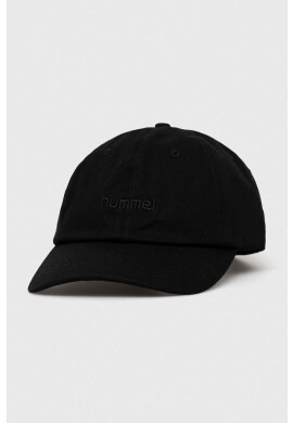 Hummel Памучна шапка с козирка в черно с изчистен дизайн - Pepit.bg