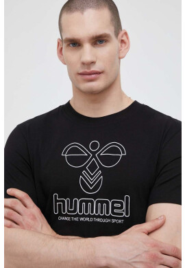 Hummel Памучна тениска в черно с принт - Pepit.bg
