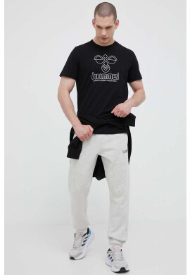 Hummel Памучна тениска в черно с принт - Pepit.bg