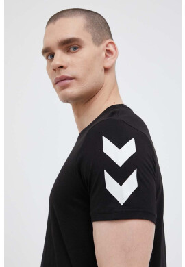 Hummel Памучна тениска в черно с принт - Pepit.bg