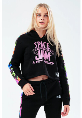 Hype Детски суичър x Space Jam в черно с принт - Pepit.bg