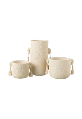 J-Line Кашпа Tassel Ceramic Cream - Pepit.bg