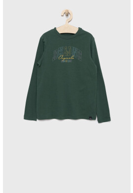 Jack & Jones Детска памучна тениска в зелено с изчистен дизайн - Pepit.bg