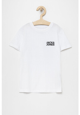 Jack & Jones Детска памучна тениска в бяло с принт - Pepit.bg