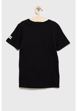 Jack & Jones Детска памучна тениска в черно с принт - Pepit.bg