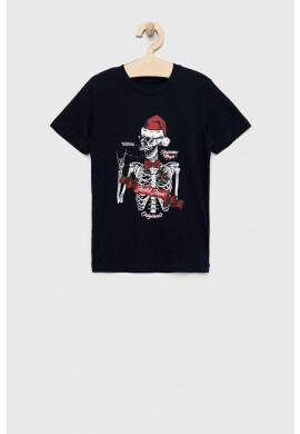 Jack & Jones Детска памучна тениска в тъмносиньо с принт - Pepit.bg