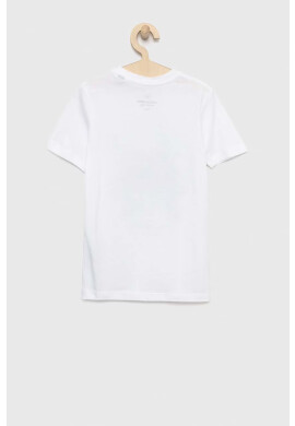 Jack & Jones Детска памучна тениска в бяло с принт - Pepit.bg