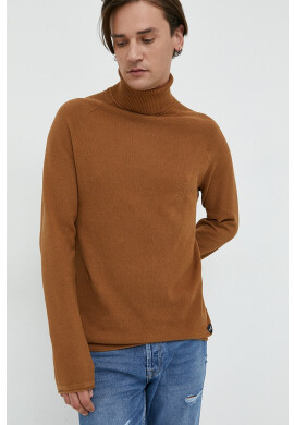 Jack & Jones Памучен пуловер мъжки в кафяво от лека материя с поло - Pepit.bg