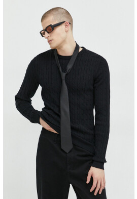 Jack & Jones Памучен пуловер мъжки в черно от лека материя - Pepit.bg