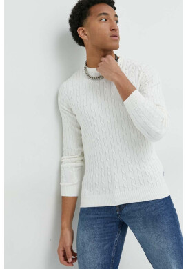Jack & Jones Памучен пуловер мъжки в бяло от лека материя - Pepit.bg