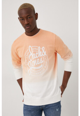 Jack & Jones Памучен суичър в оранжево с принт - Pepit.bg