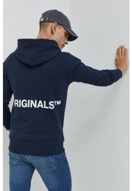 Jack & Jones Памучен суичър Jorclean в тъмносиньо с принт - Pepit.bg