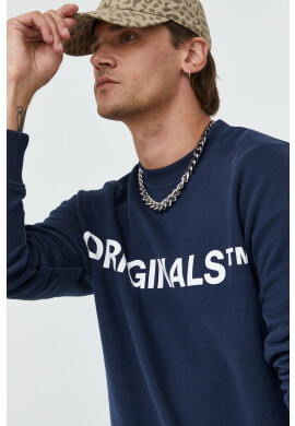 Jack & Jones Памучен суичър Jorclean в тъмносиньо с принт - Pepit.bg