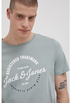 Jack & Jones Памучна тениска в бежово с принт - Pepit.bg