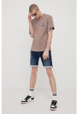 Jack & Jones Памучна тениска в бежово с принт - Pepit.bg