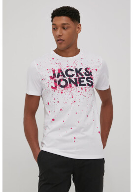 Jack & Jones Памучна тениска в бежово с принт - Pepit.bg