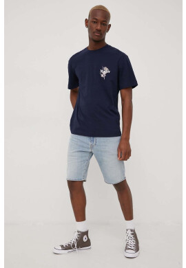 Jack & Jones Памучна тениска в тъмносиньо с принт - Pepit.bg