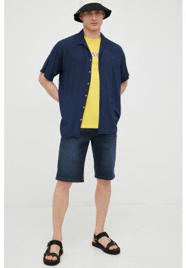 Jack & Jones Памучна тениска в жълто с принт - Pepit.bg